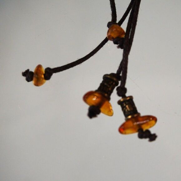 Natural Baltic Amber Pendulum Styled Pendant Necklace - Picture 4 of 10